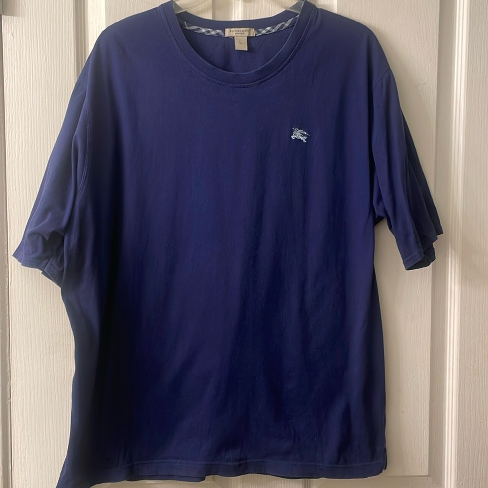 Burberry navy blue shortsleeved 100% cotton men’s crew neck t-shirt size large